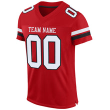 Load image into Gallery viewer, Custom Red White-Black Mesh Authentic Football Jersey
