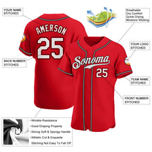 Load image into Gallery viewer, Custom Red White-Black Authentic Baseball Jersey
