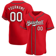 Load image into Gallery viewer, Custom Red White-Black Authentic Baseball Jersey
