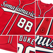 Load image into Gallery viewer, Custom Red White-Navy Authentic Baseball Jersey
