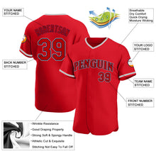 Load image into Gallery viewer, Custom Red Red-Navy Authentic Baseball Jersey
