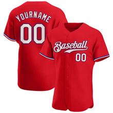 Load image into Gallery viewer, Custom Red White-Royal Authentic Baseball Jersey
