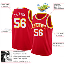 Load image into Gallery viewer, Custom Red White-Gold Round Neck Rib-Knit Basketball Jersey

