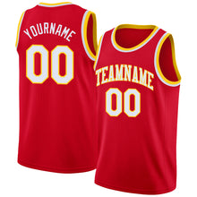 Load image into Gallery viewer, Custom Red White-Gold Round Neck Rib-Knit Basketball Jersey
