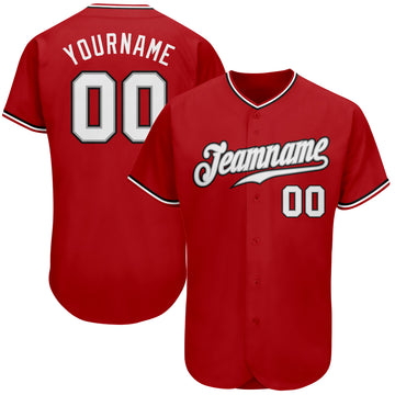 Custom Red White-Black Authentic Baseball Jersey