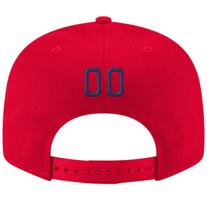 Custom Red Navy-White Stitched Adjustable Snapback Hat