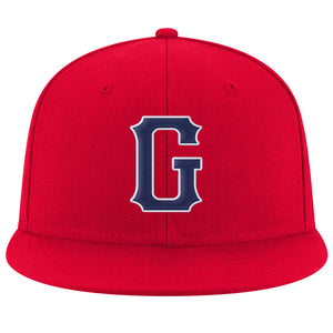 Custom Red Navy-White Stitched Adjustable Snapback Hat