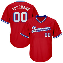 Load image into Gallery viewer, Custom Red White-Royal Authentic Throwback Rib-Knit Baseball Jersey Shirt
