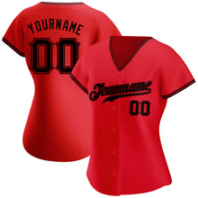 Load image into Gallery viewer, Custom Red Black Authentic Baseball Jersey
