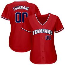 Load image into Gallery viewer, Custom Red Navy-White Authentic Baseball Jersey
