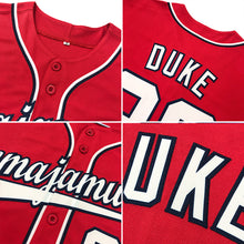 Load image into Gallery viewer, Custom Red Navy-White Authentic Baseball Jersey
