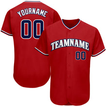 Load image into Gallery viewer, Custom Red Navy-White Authentic Baseball Jersey
