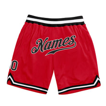 Load image into Gallery viewer, Custom Red Black-White Authentic Throwback Basketball Shorts
