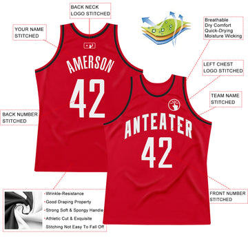 Custom Red White-Black Authentic Throwback Basketball Jersey