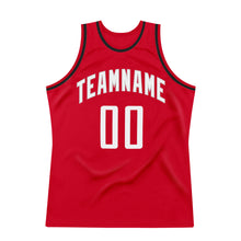 Load image into Gallery viewer, Custom Red White-Black Authentic Throwback Basketball Jersey
