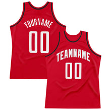 Load image into Gallery viewer, Custom Red White-Black Authentic Throwback Basketball Jersey

