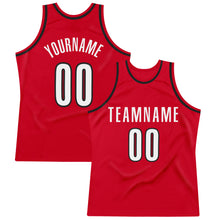Load image into Gallery viewer, Custom Red White-Black Authentic Throwback Basketball Jersey
