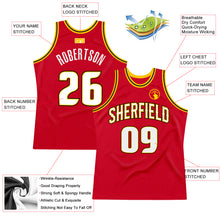 Load image into Gallery viewer, Custom Red White-Gold Authentic Throwback Basketball Jersey
