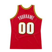 Load image into Gallery viewer, Custom Red White-Gold Authentic Throwback Basketball Jersey
