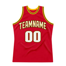 Load image into Gallery viewer, Custom Red White-Gold Authentic Throwback Basketball Jersey
