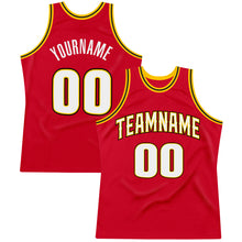 Load image into Gallery viewer, Custom Red White-Gold Authentic Throwback Basketball Jersey
