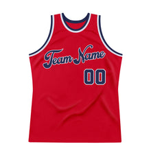 Load image into Gallery viewer, Custom Red Navy-White Authentic Throwback Basketball Jersey
