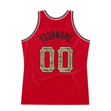 Load image into Gallery viewer, Custom Red Camo-Black Authentic Throwback Basketball Jersey
