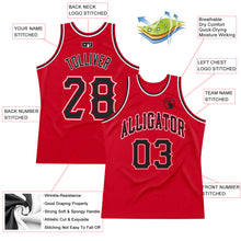 Load image into Gallery viewer, Custom Red Black-White Authentic Throwback Basketball Jersey
