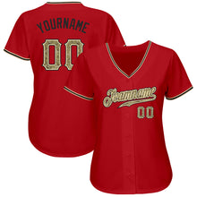 Load image into Gallery viewer, Custom Red Camo-Black Authentic Baseball Jersey
