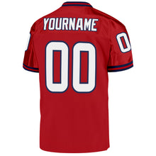 Load image into Gallery viewer, Custom Red White-Navy Mesh Authentic Throwback Football Jersey
