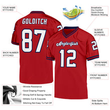 Load image into Gallery viewer, Custom Red White-Navy Mesh Authentic Throwback Football Jersey
