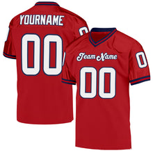 Load image into Gallery viewer, Custom Red White-Navy Mesh Authentic Throwback Football Jersey

