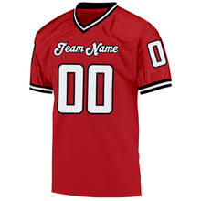 Load image into Gallery viewer, Custom Red White-Black Mesh Authentic Throwback Football Jersey
