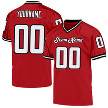 Load image into Gallery viewer, Custom Red White-Black Mesh Authentic Throwback Football Jersey
