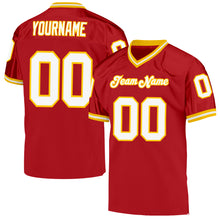 Load image into Gallery viewer, Custom Red White-Gold Mesh Authentic Throwback Football Jersey
