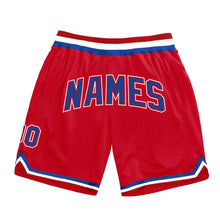Load image into Gallery viewer, Custom Red Royal-White Authentic Throwback Basketball Shorts
