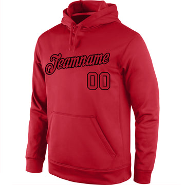 Custom Stitched Red Red-Black Sports Pullover Sweatshirt Hoodie