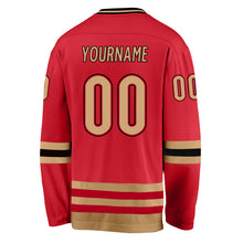 Load image into Gallery viewer, Custom Red Old Gold-Black Hockey Jersey
