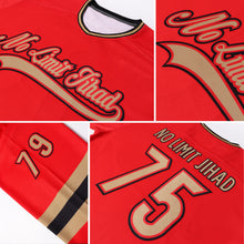 Load image into Gallery viewer, Custom Red Old Gold-Black Hockey Jersey
