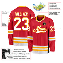 Load image into Gallery viewer, Custom Red White-Gold Hockey Jersey
