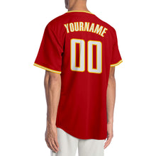 Load image into Gallery viewer, Custom Red White-Gold Authentic Baseball Jersey
