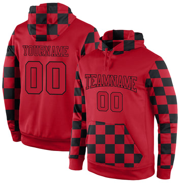 Custom Stitched Red Red-Black Sports Pullover Sweatshirt Hoodie