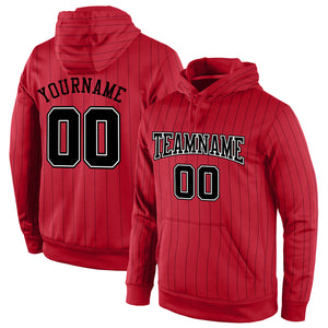 Custom Stitched Red Black Pinstripe Black-White Sports Pullover Sweatshirt Hoodie