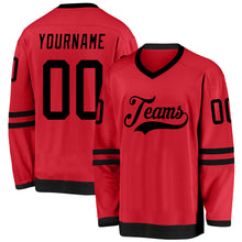Load image into Gallery viewer, Custom Red Black Hockey Jersey
