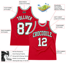Load image into Gallery viewer, Custom Red White-Kelly Green Authentic Throwback Basketball Jersey
