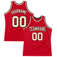 Load image into Gallery viewer, Custom Red Cream-Black Authentic Throwback Basketball Jersey
