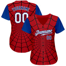 Load image into Gallery viewer, Custom Red White-Royal 3D Pattern Design Spider Web Authentic Baseball Jersey
