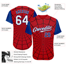 Load image into Gallery viewer, Custom Red White-Royal 3D Pattern Design Spider Web Authentic Baseball Jersey
