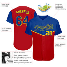 Load image into Gallery viewer, Custom Red Royal-Gold 3D Pattern Design Multicolor Authentic Baseball Jersey
