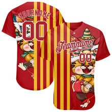 Load image into Gallery viewer, Custom Red Red-White 3D Pattern Design Cute Tiger Authentic Baseball Jersey

